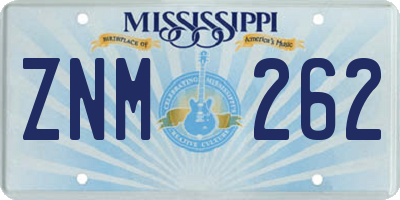 MS license plate ZNM262
