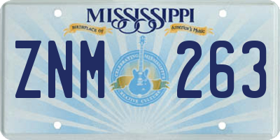 MS license plate ZNM263