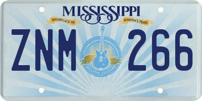 MS license plate ZNM266