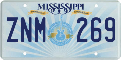 MS license plate ZNM269