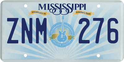 MS license plate ZNM276