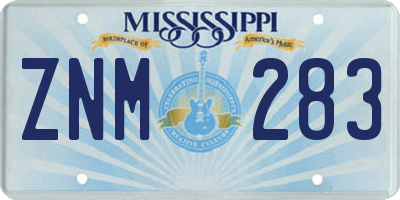 MS license plate ZNM283
