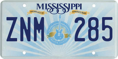 MS license plate ZNM285