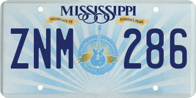 MS license plate ZNM286