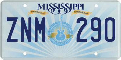 MS license plate ZNM290