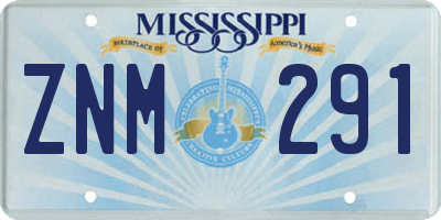 MS license plate ZNM291