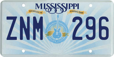 MS license plate ZNM296