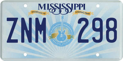 MS license plate ZNM298