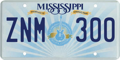 MS license plate ZNM300