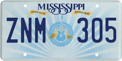MS license plate ZNM305