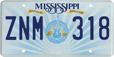 MS license plate ZNM318