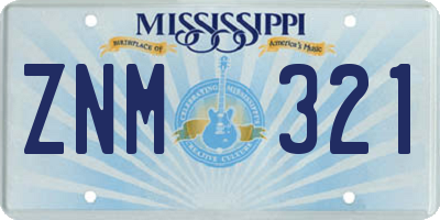 MS license plate ZNM321