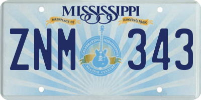 MS license plate ZNM343