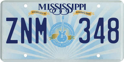 MS license plate ZNM348