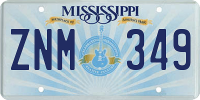 MS license plate ZNM349