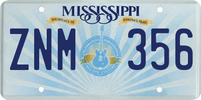 MS license plate ZNM356