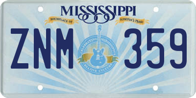 MS license plate ZNM359