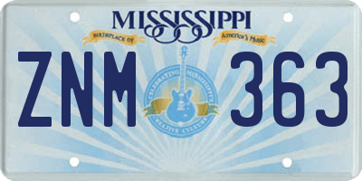 MS license plate ZNM363