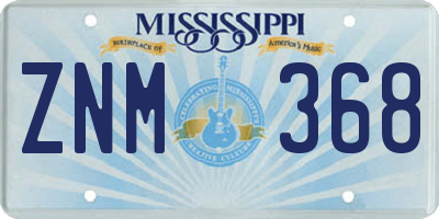 MS license plate ZNM368