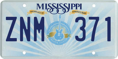 MS license plate ZNM371