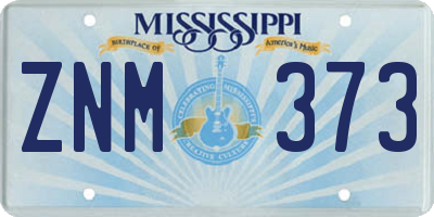MS license plate ZNM373