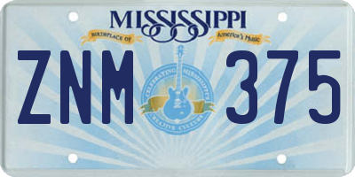 MS license plate ZNM375