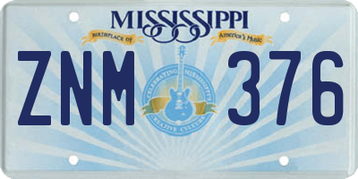 MS license plate ZNM376