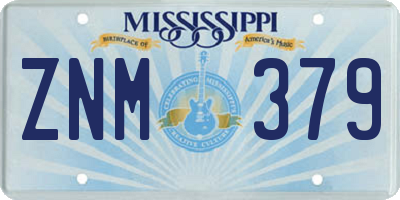 MS license plate ZNM379
