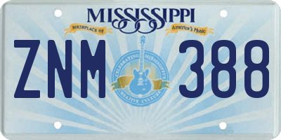 MS license plate ZNM388