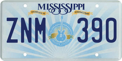 MS license plate ZNM390