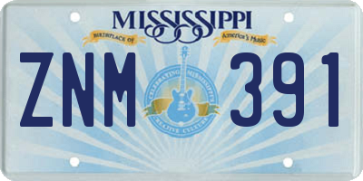 MS license plate ZNM391
