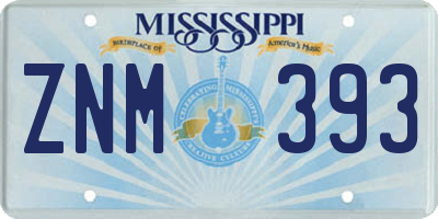 MS license plate ZNM393
