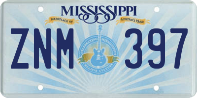 MS license plate ZNM397
