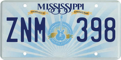 MS license plate ZNM398