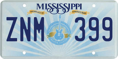 MS license plate ZNM399