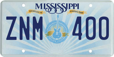 MS license plate ZNM400