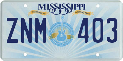 MS license plate ZNM403