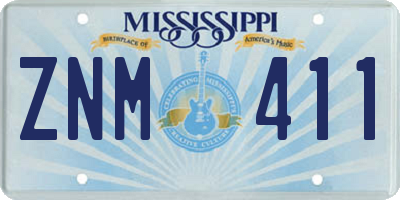 MS license plate ZNM411