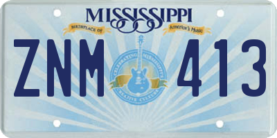 MS license plate ZNM413