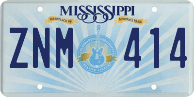 MS license plate ZNM414