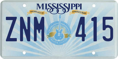 MS license plate ZNM415