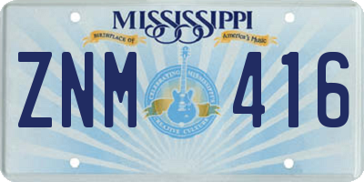 MS license plate ZNM416