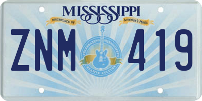 MS license plate ZNM419