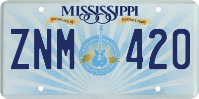 MS license plate ZNM420