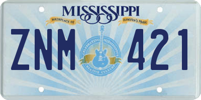 MS license plate ZNM421