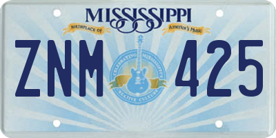 MS license plate ZNM425