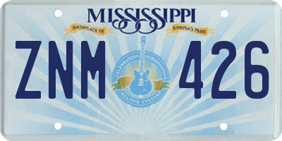 MS license plate ZNM426