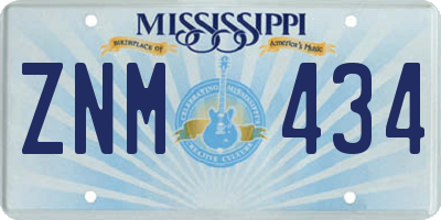 MS license plate ZNM434