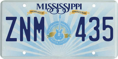 MS license plate ZNM435