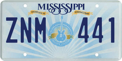 MS license plate ZNM441